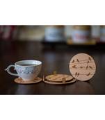 Round Coasters With Birds Design Engraved ( Set Of 4)