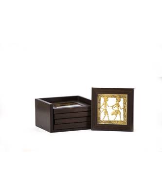 Dhokra Coaster Set With Stand ( Available In Set Of 4 ) 1