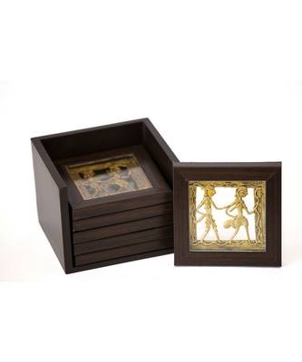 Dhokra Coaster Set With Stand ( Available In Set Of 6 ) 2