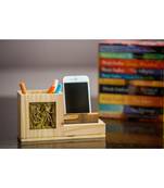 Pine Wood Pen Stand With Card & Mobile Holder