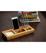 Mango Wood Table Organizer With Post-It Sticky Note