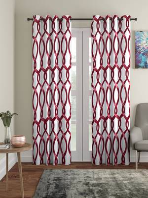 maroon Polyester Plain Printed Door Curtains for Bedroom, Kitchen, Kids or Living Room 1