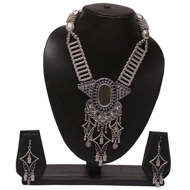 Oxidized navratri special necklace set with earring sets