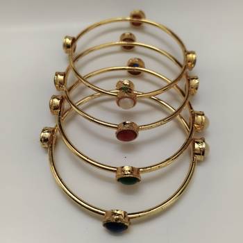 Metal Multi Stone Gold Plated Bangle Set 1