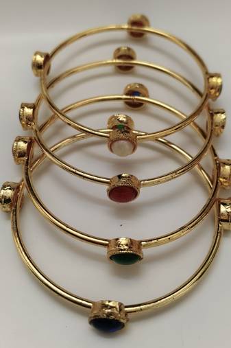 Reeti Fashions Metal Multi Stone Gold Plated Bangle Set