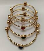 Reeti Fashions Metal Multi Stone Gold Plated Bangle Set