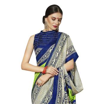 Multicolor plain  cotton saree with blouse 2