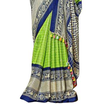 Multicolor plain  cotton saree with blouse 3