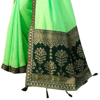 Multicolor plain silk saree with blouse 3