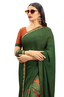 Multicolor printed silk saree with blouse 1