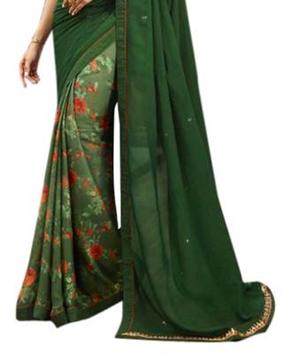 Multicolor printed silk saree with blouse 2