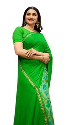 Multicolor printed silk saree with blouse 2