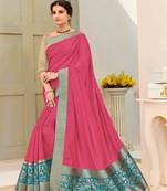 Pink woven silk blend saree with blouse
