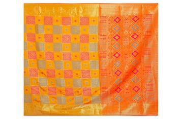 Mustard woven banarasi silk saree with blouse 3