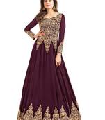 Magenta Embroidered Faux Georgette Salwar
