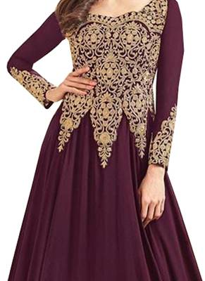 Magenta Embroidered Faux Georgette Salwar 2