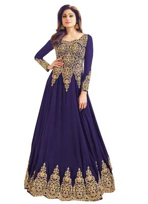 Blue Embroidered Faux Georgette Salwar 1