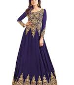 Blue Embroidered Faux Georgette Salwar
