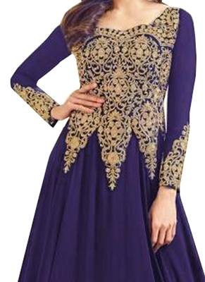 Blue Embroidered Faux Georgette Salwar 2