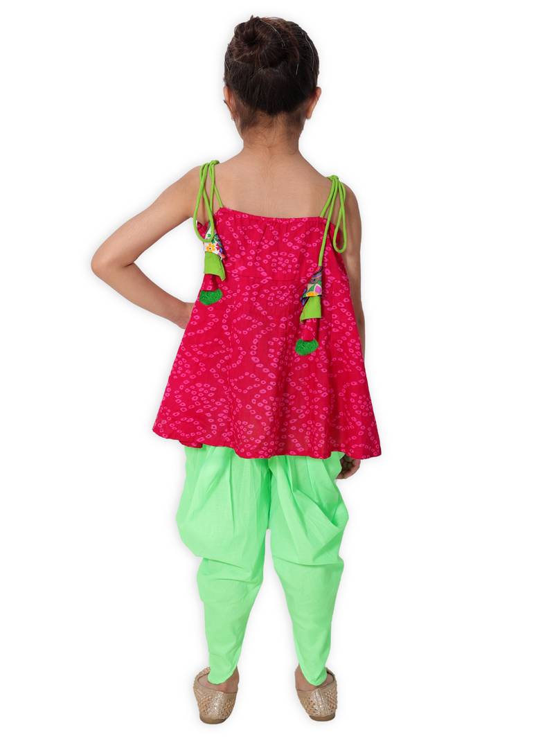 Pink Cotton Dhoti Set