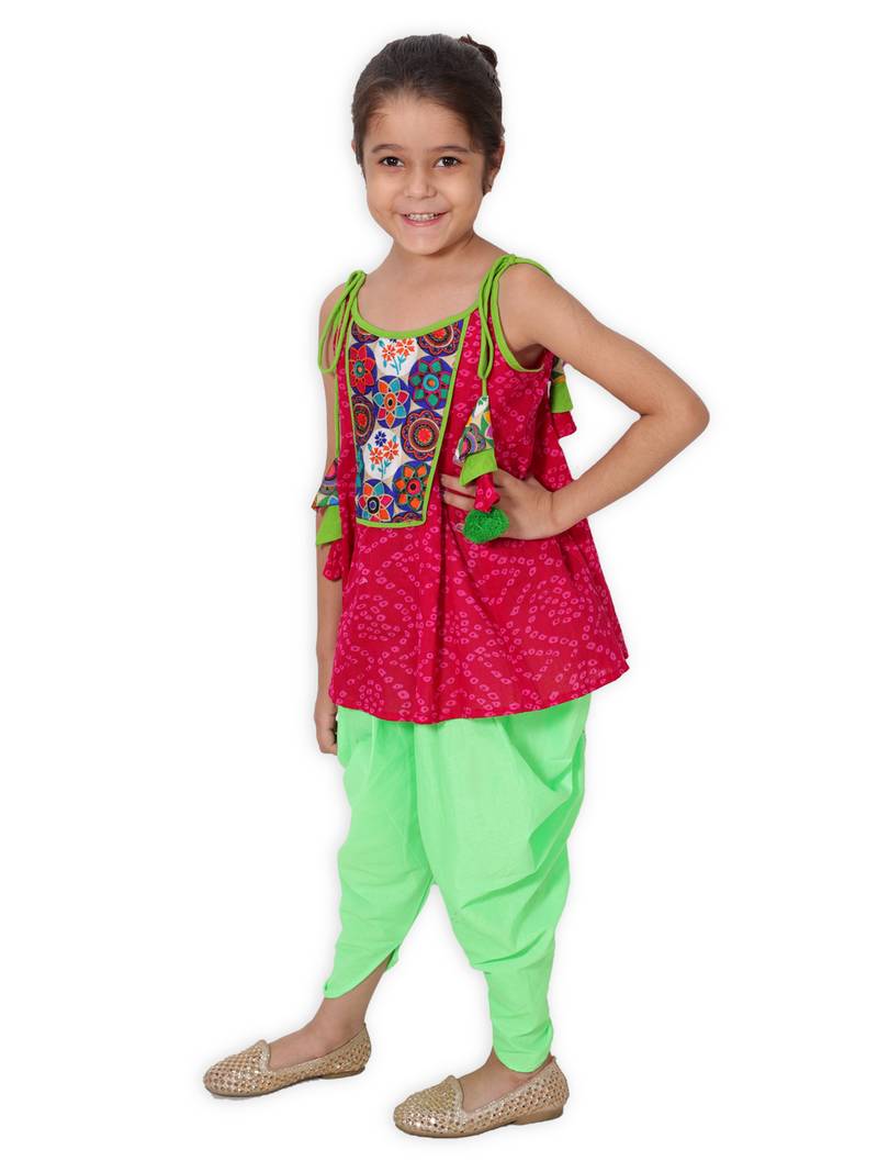 Pink Cotton Dhoti Set