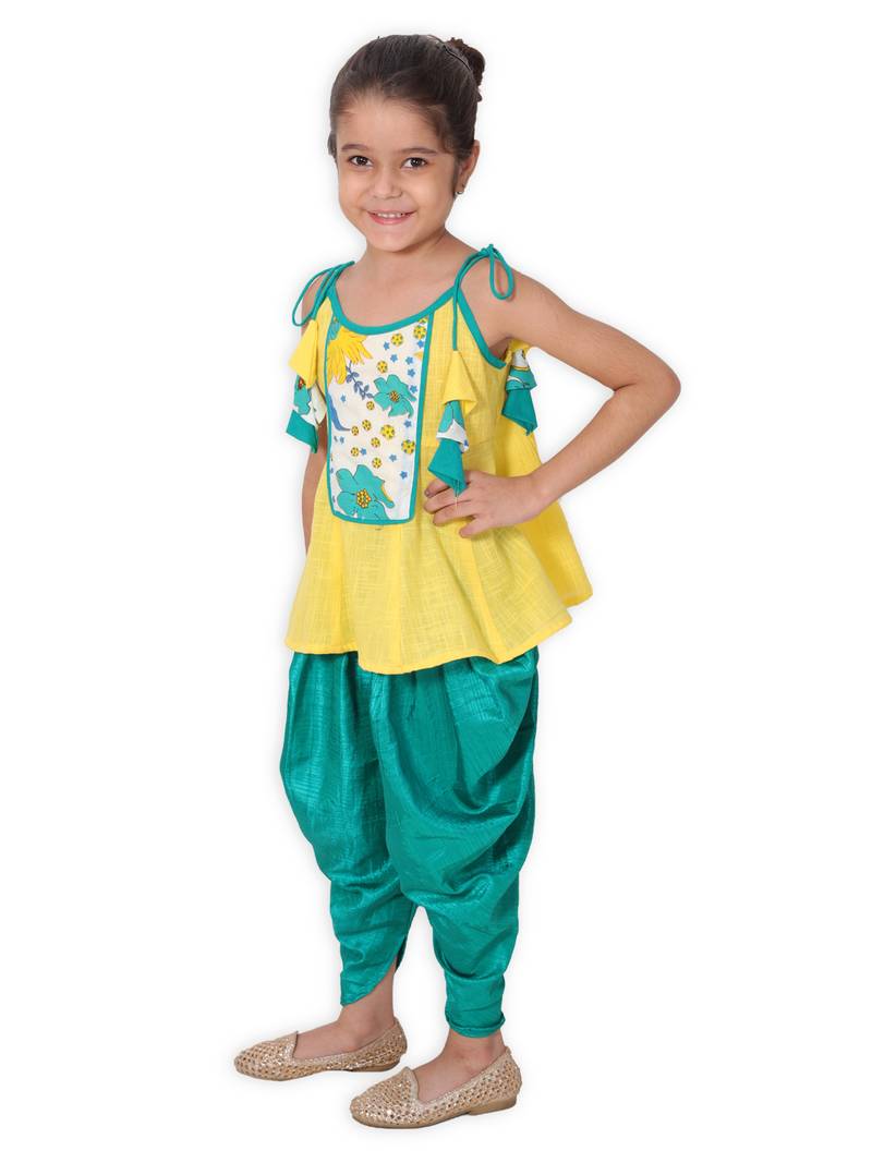 Yellow Cotton Dhoti Set