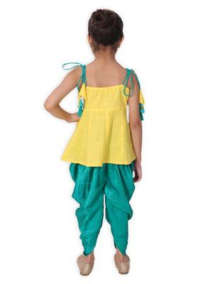 Yellow Cotton Dhoti Set 4