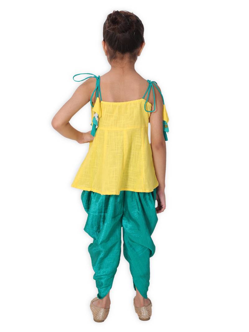 Yellow Cotton Dhoti Set
