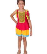 Pink Cotton Indo Western Top N Bottom