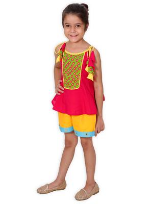 Pink Cotton Indo Western Top N Bottom 2