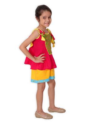 Pink Cotton Indo Western Top N Bottom 3