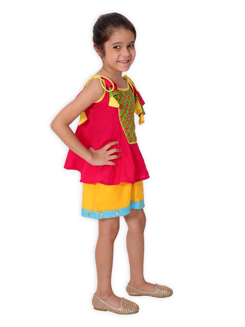 Pink Cotton Indo Western Top N Bottom