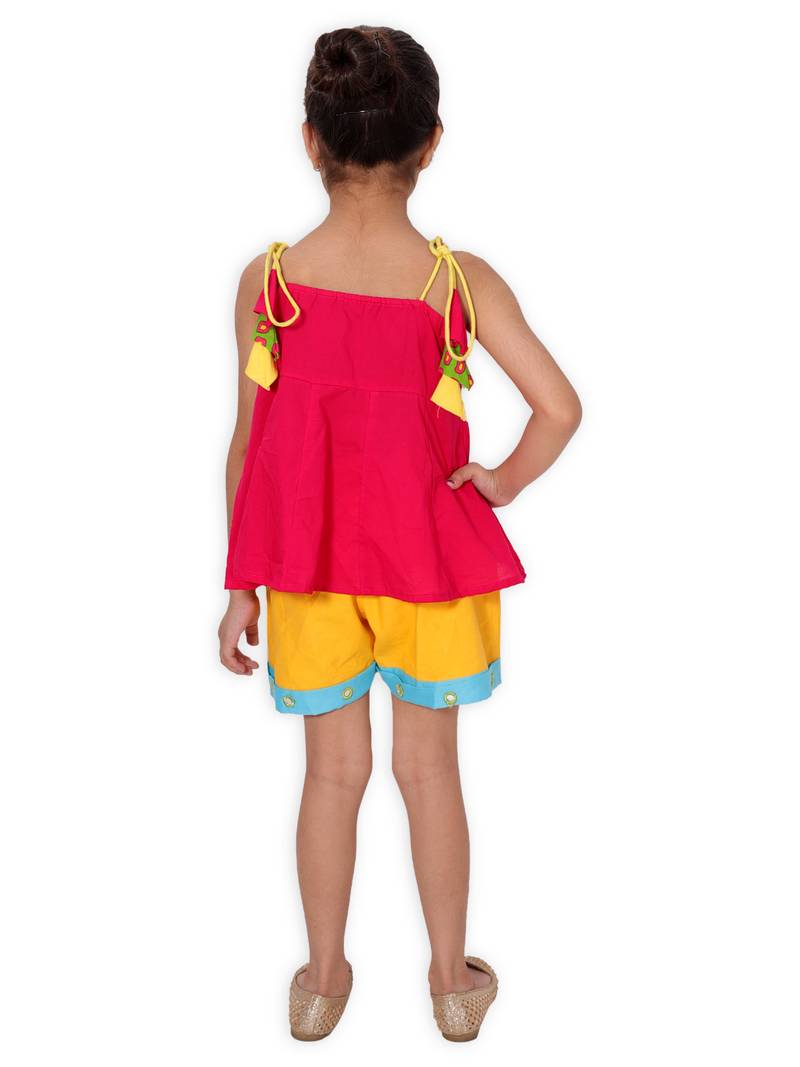 Pink Cotton Indo Western Top N Bottom