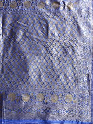 Red Woven poly silk saree with blouse 3