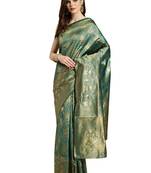 Green Woven poly silk saree with blouse