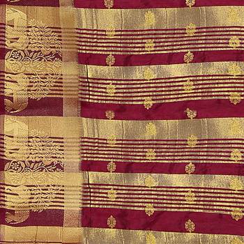 Cream hand woven art silk sarees saree with blouse 5