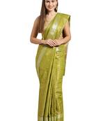 Green woven art silk saree with blouse