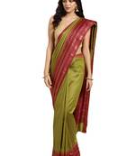 Green woven art silk saree with blouse