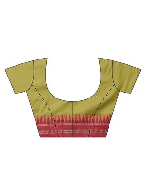 Green woven art silk saree with blouse 3
