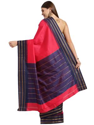 Pink woven art silk saree with blouse 2