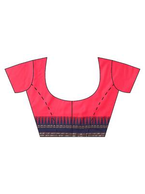 Pink woven art silk saree with blouse 3