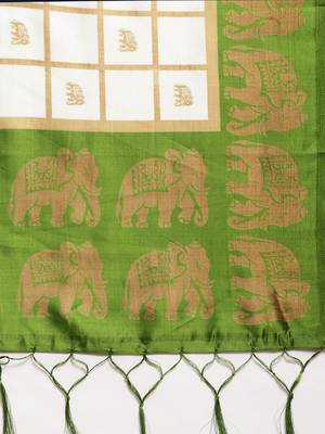 White printed art_silk saree with blouse 4