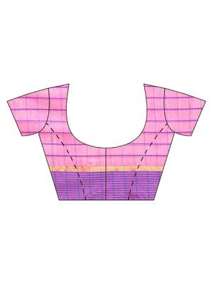 Pink Woven cotton poly saree with blouse 3