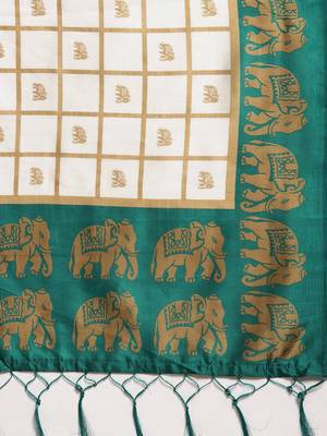 White printed art_silk saree with blouse 4