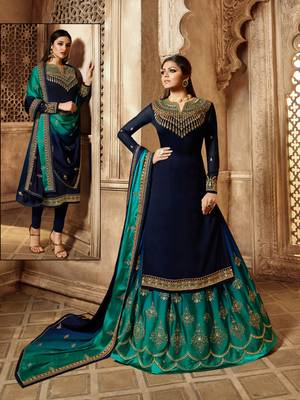Blue embroidered georgette salwar 1