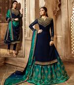Blue embroidered georgette salwar