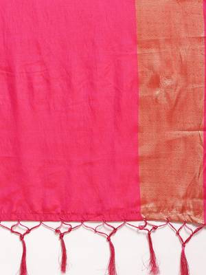 Pink woven art silk saree with blouse 4