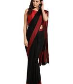 Black woven poly_cotton saree with blouse