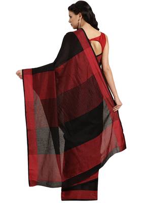 Black woven poly_cotton saree with blouse 2