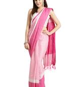 Pink woven poly_cotton saree with blouse